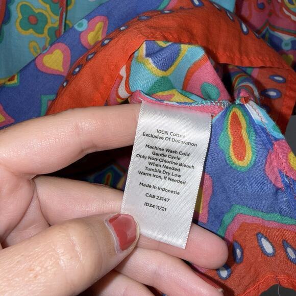 Talbots Women’s Fiesta Paisley Tassel Popover Top Multicolor Size 1X - Picture 6 of 6